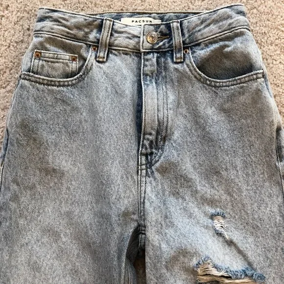 PacSun Women's Light Indigo Ripped '90s Boyfriend High Rise Jeans Size 23 - Picture 3 of 12